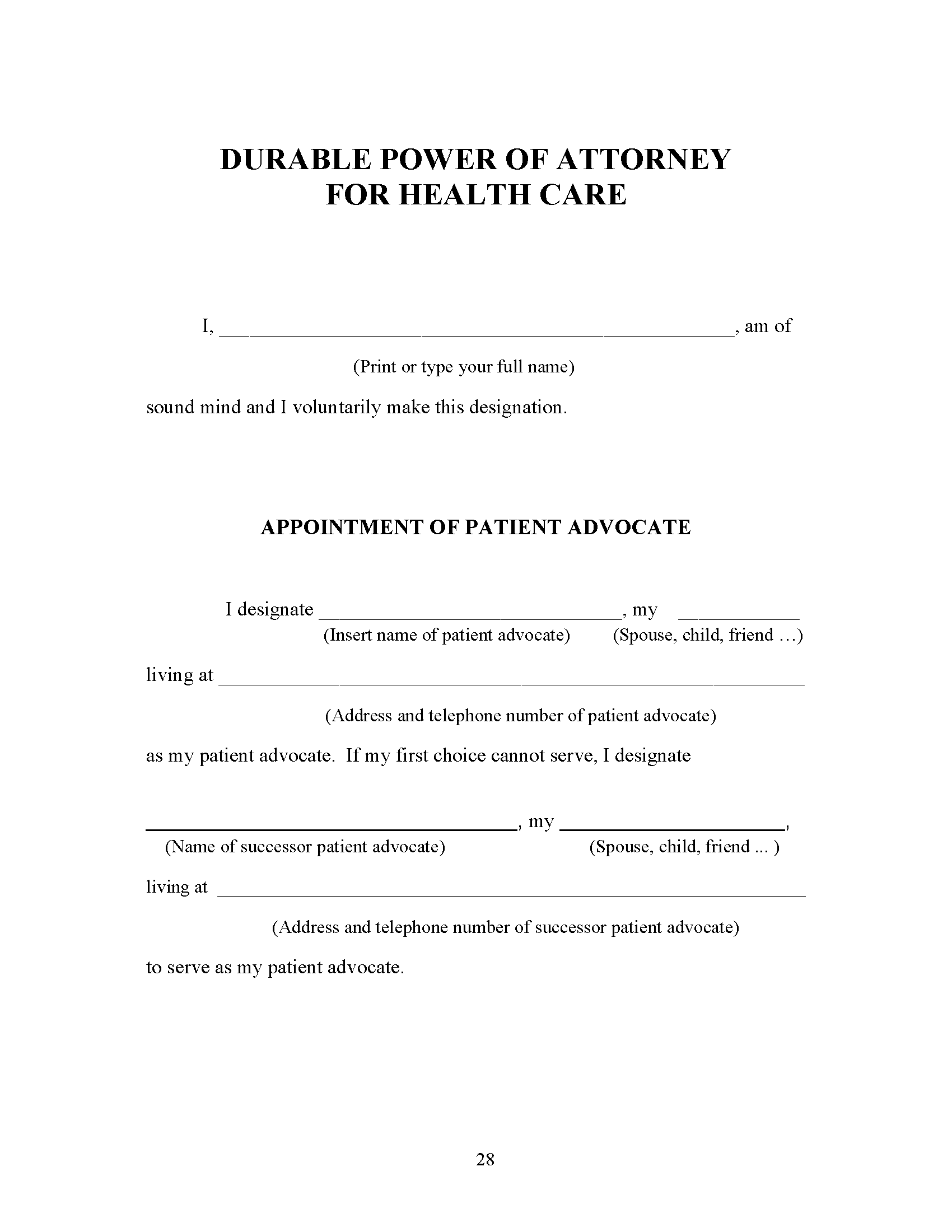 Michigan Health Care Power Of Attorney Fillable PDF Free Printable 