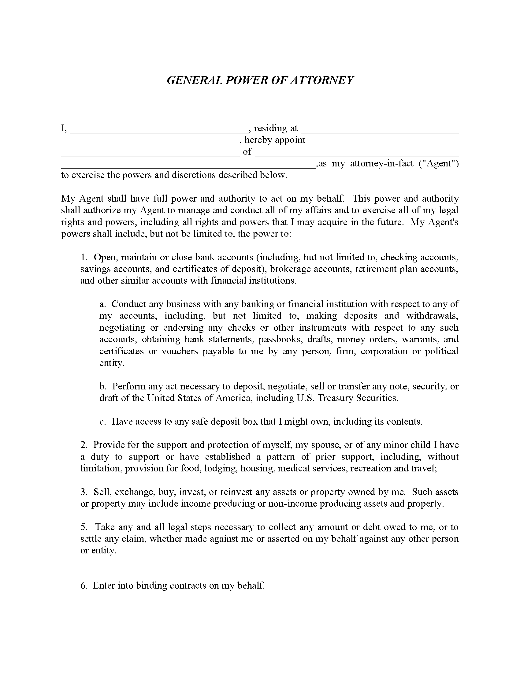 power of attorney free download