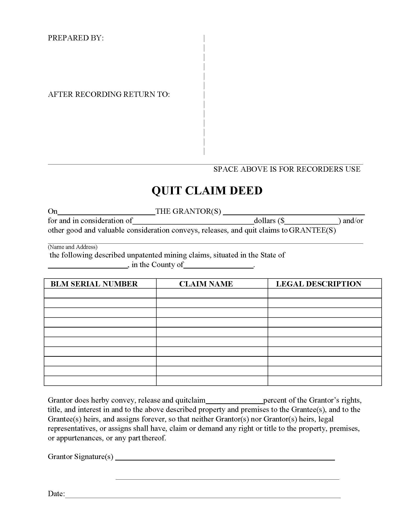montana quit claim deed free printable legal forms