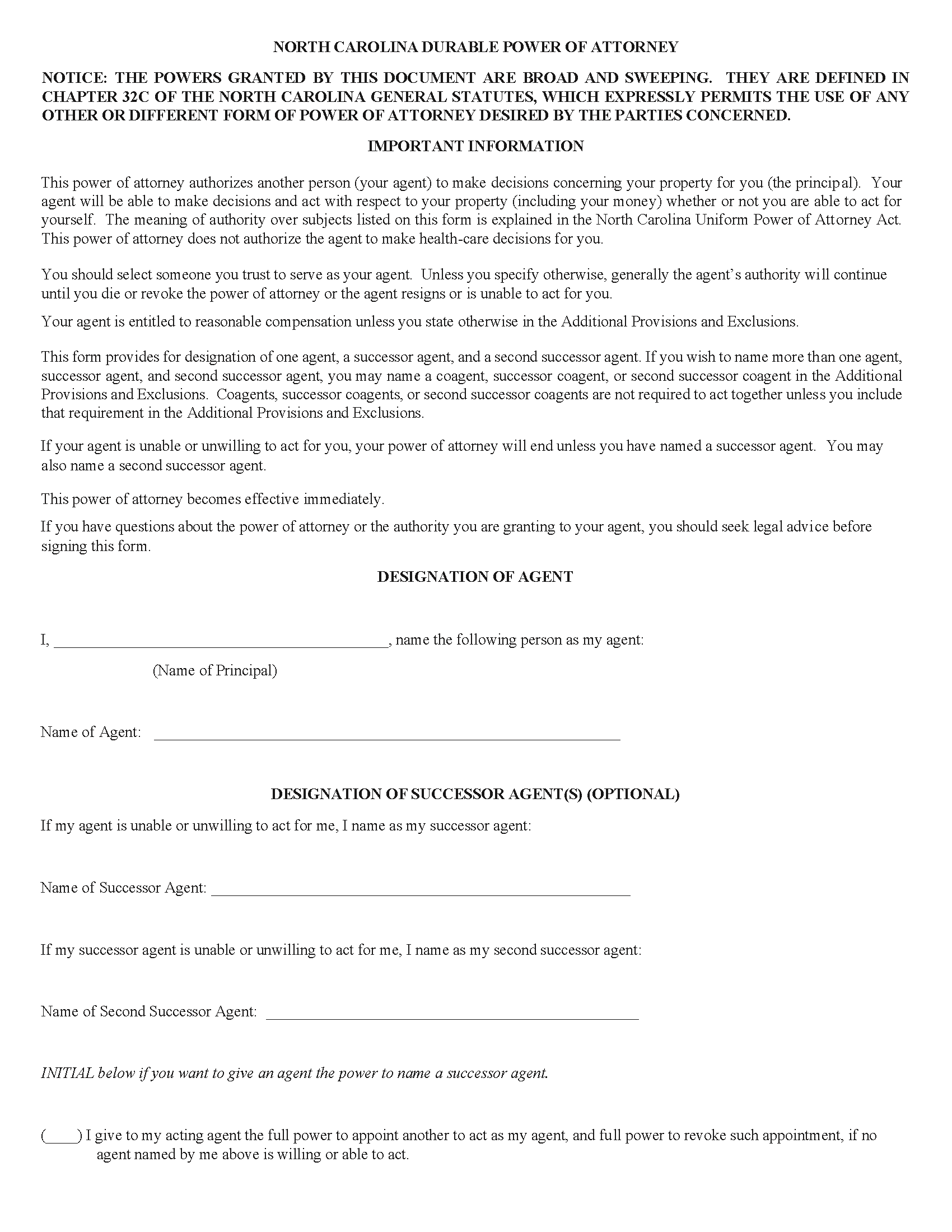 north-carolina-durable-power-of-attorney-form-free-printable-legal-forms