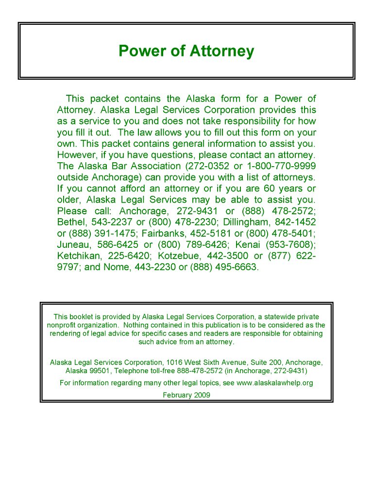 Alaska Power of Attorney Form Free Printable Alaska Power of Attorney Form Free Printable