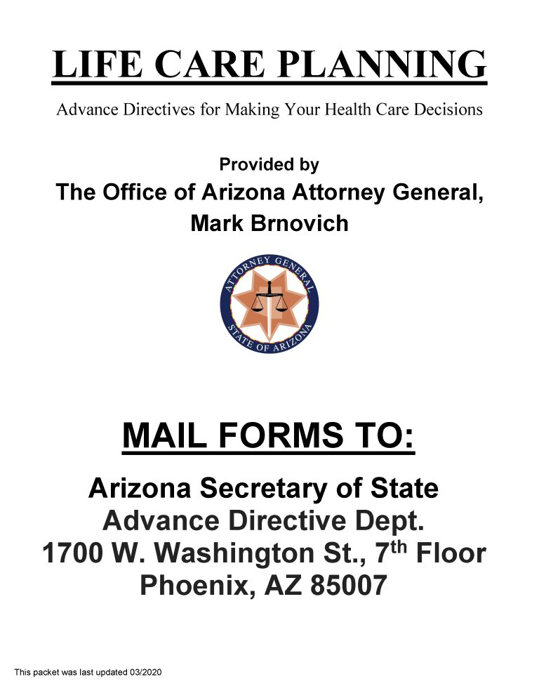 Arizona Advance Directive For Health Care Arizona Advance Directive For Health Care Form