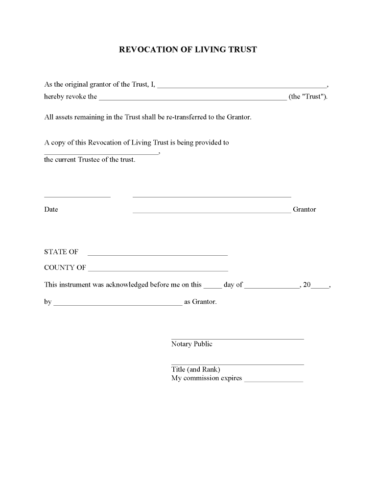 Arkansas Revocation of Living Trust Form Arkansas Revocation of Living Trust Form