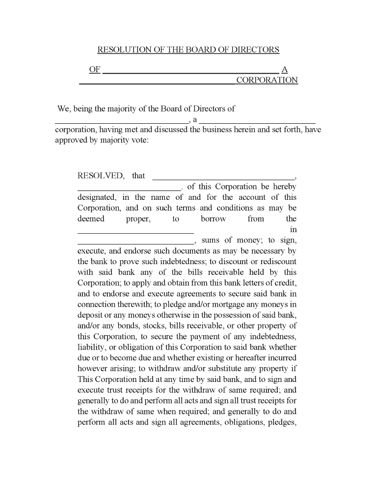 Authorization To Borrow From Bank Authorization to Borrow From Bank