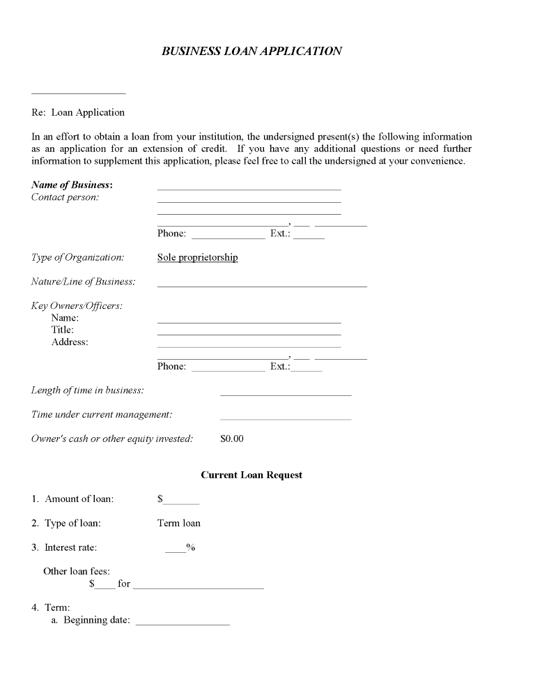 Business Loan Application Form
