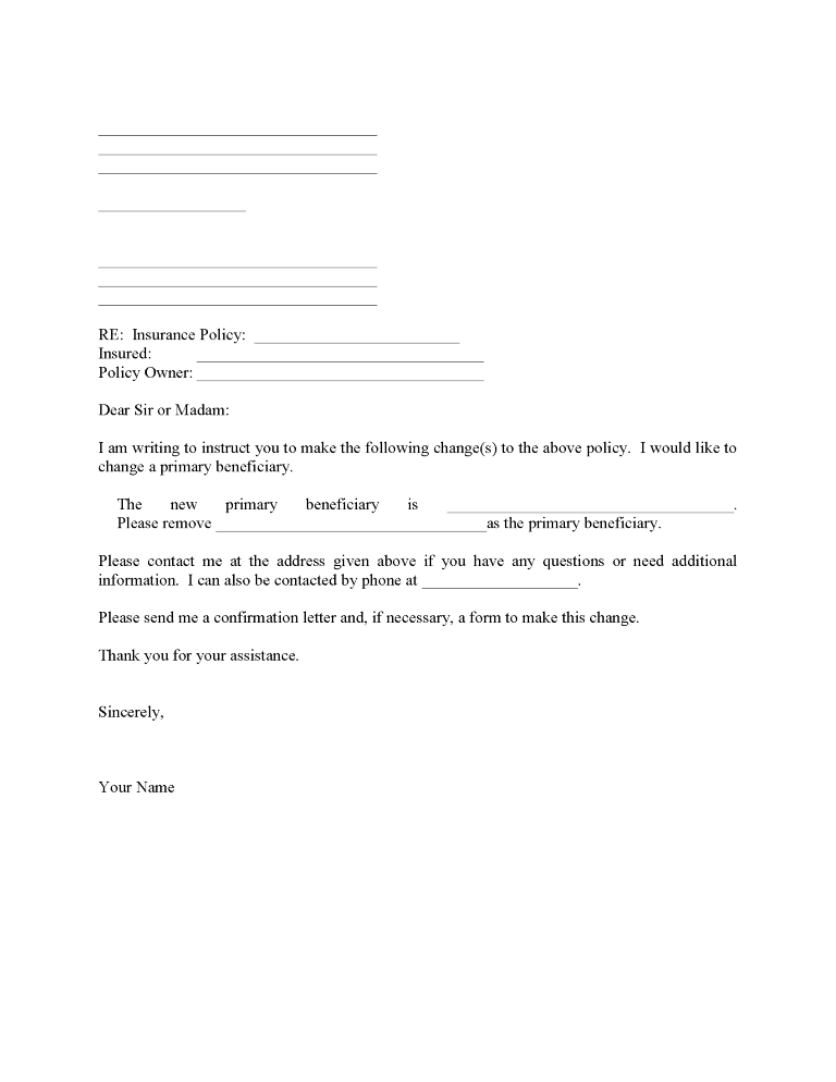 Change Beneficiary on Insurance Policy Change Beneficiary On Insurance Policy