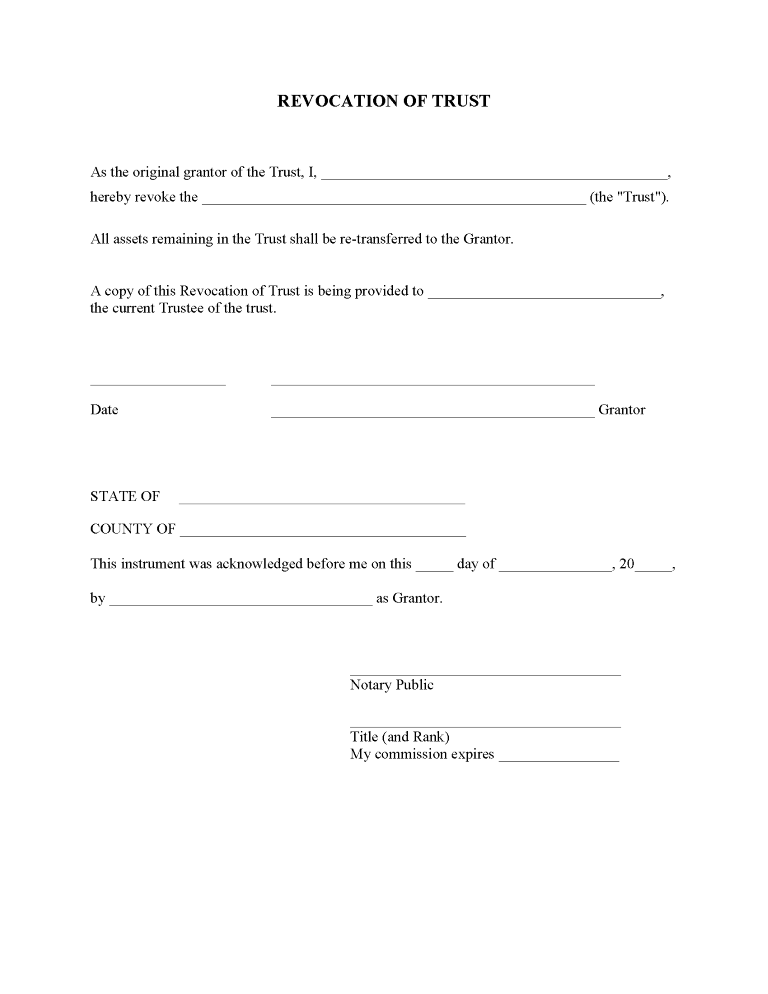 Colorado Revocation of Trust Form Colorado Revocation Of Trust Form
