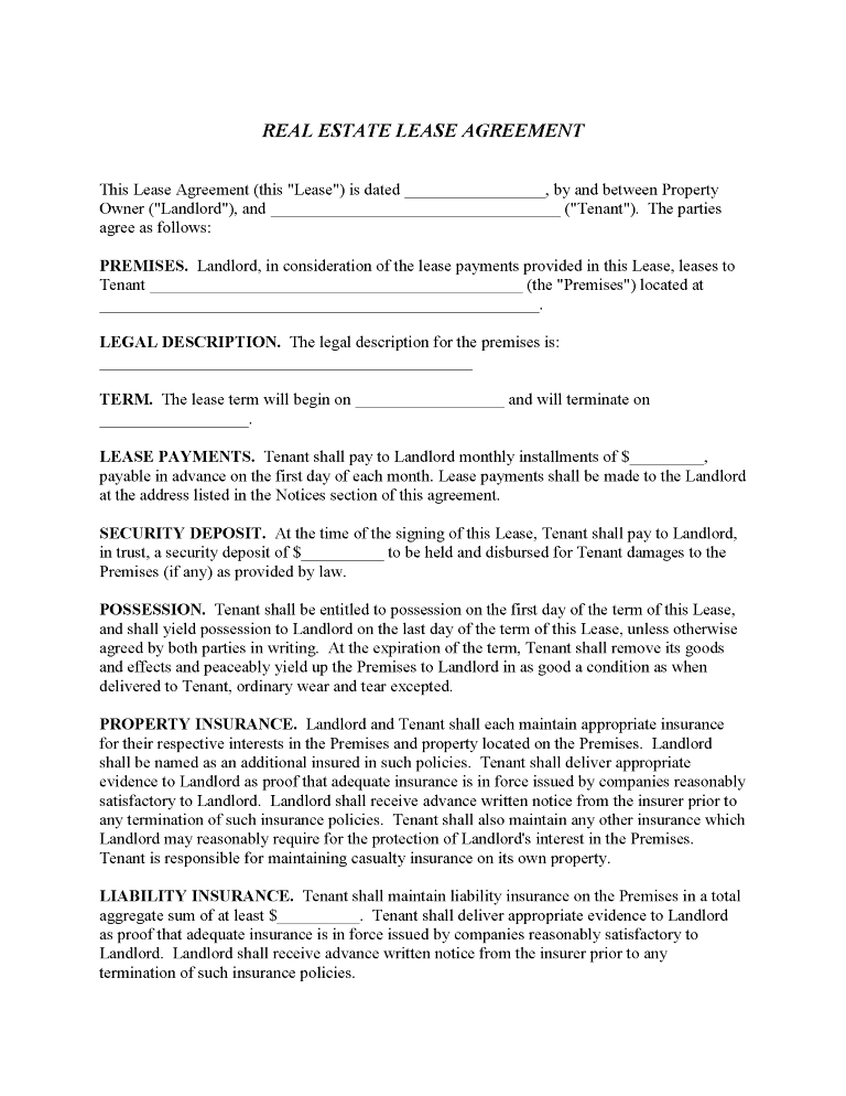 Commercial Property Lease Agreement Commercial Property Lease Agreement Form