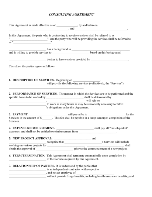 Consulting Agreement Form PDF