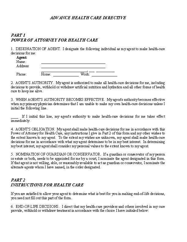 Durable Medical Power of Attorney Form Durable Medical Power of Attorney Form