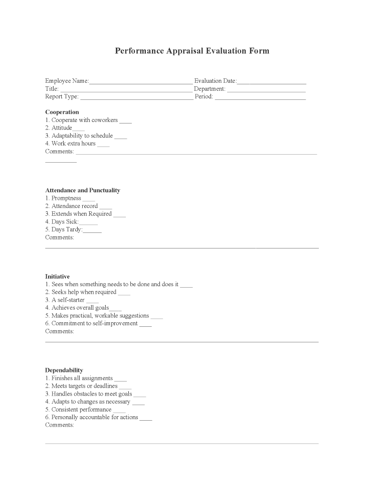 Employee Performance Review Form Employee Performance Review Form