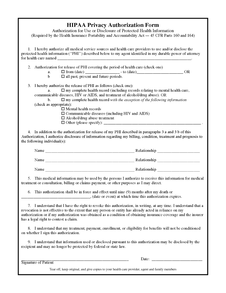 HIPPA Privacy Authorization Form HIPPA Privacy Authorization Form