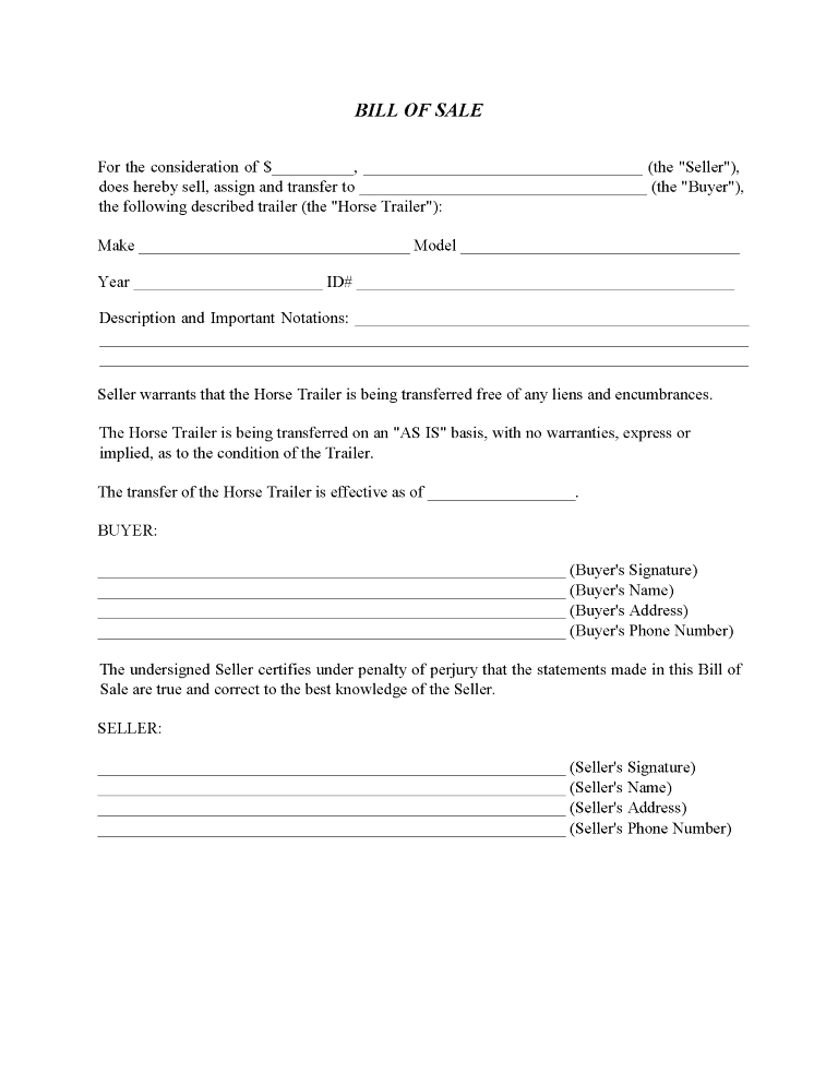 bill of sale template free
