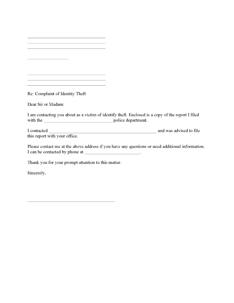 Identity Theft Complaint to Attorney General Identity Theft Complaint to Attorney General