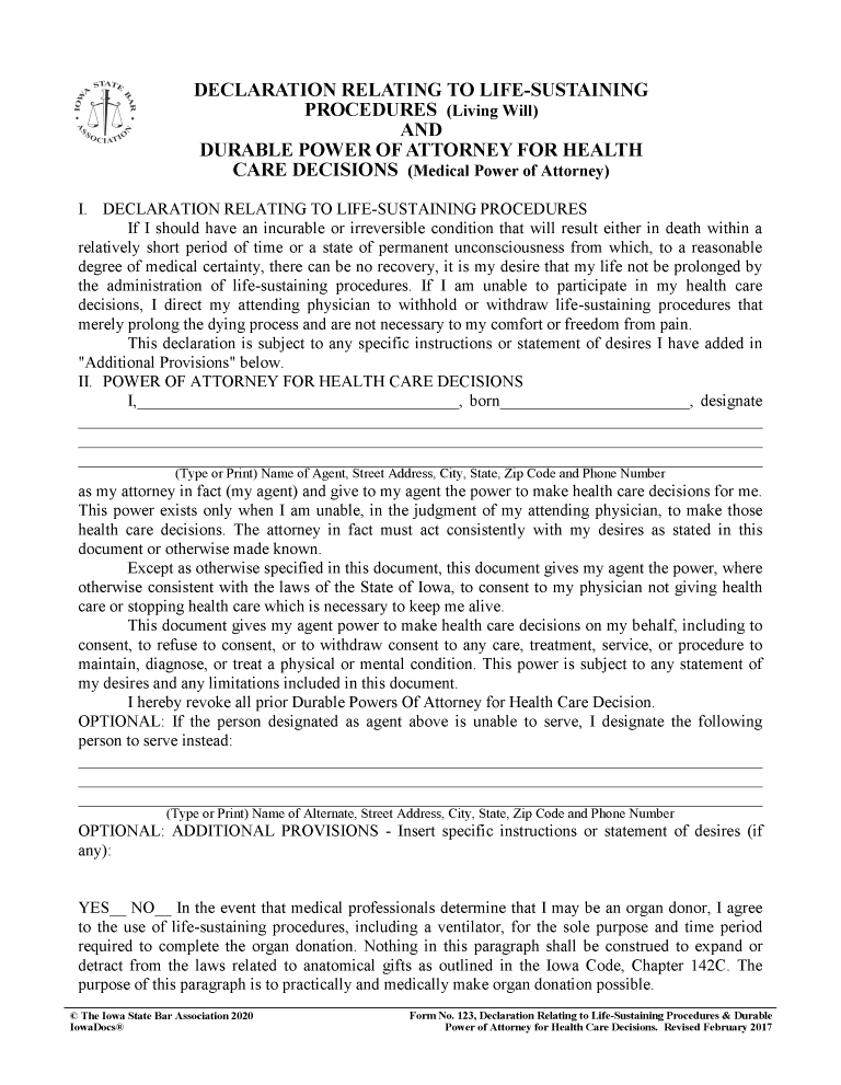 Iowa Advance Directive For Health Care Iowa Advance Directive For Health Care