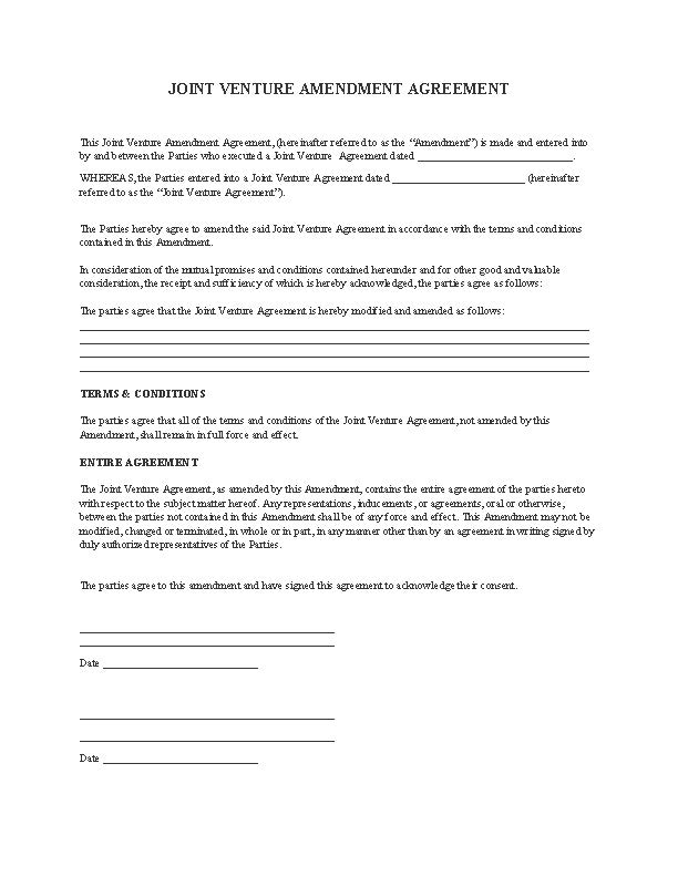 Joint Venture Amendment Agreement Joint Venture Amendment Agreement