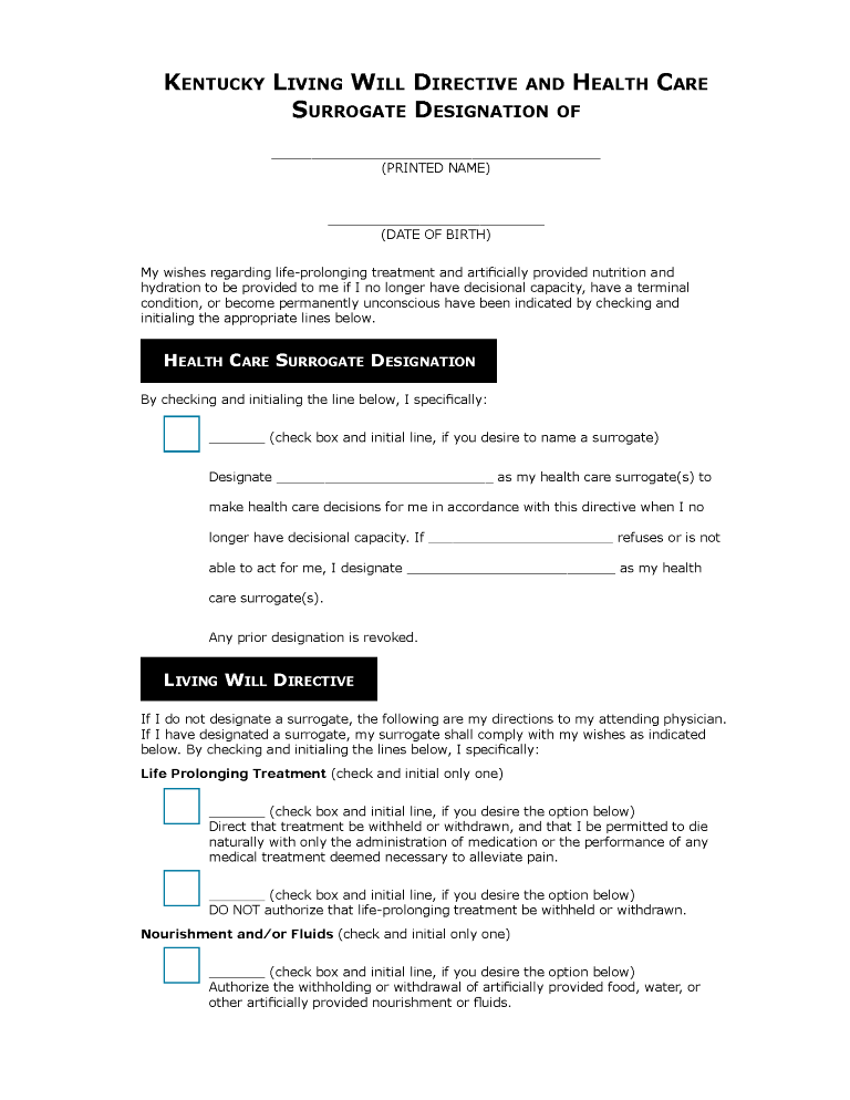 Kentucky Health Care Power of Attorney Form Kentucky Health Care Power of Attorney Form