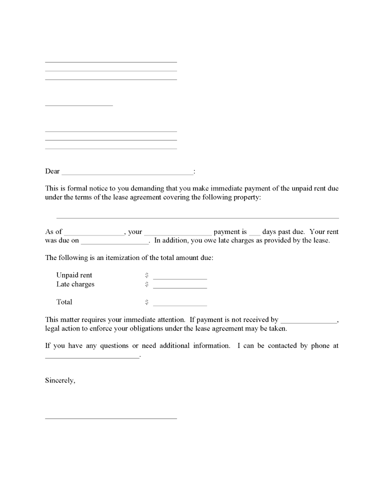 Late Lease Payment Notice Form Late Lease Payment Notice Form