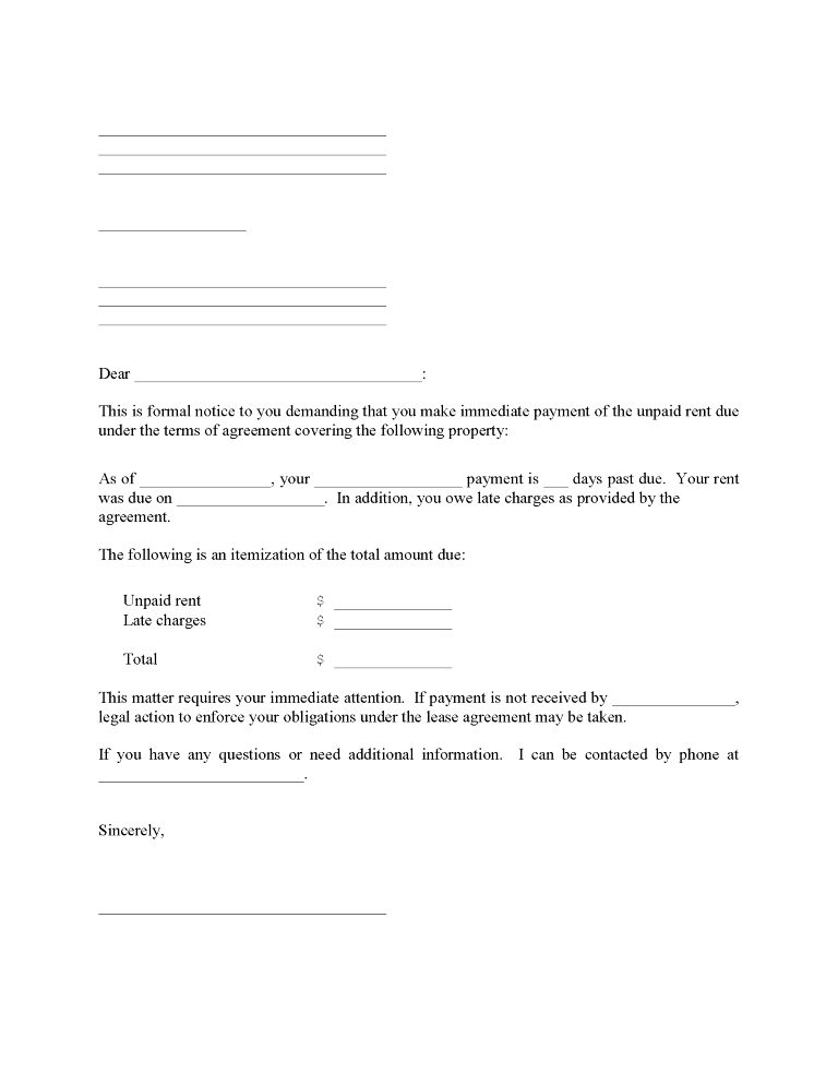 Late Rent Payment Notice Form Late Rent Payment Notice Form