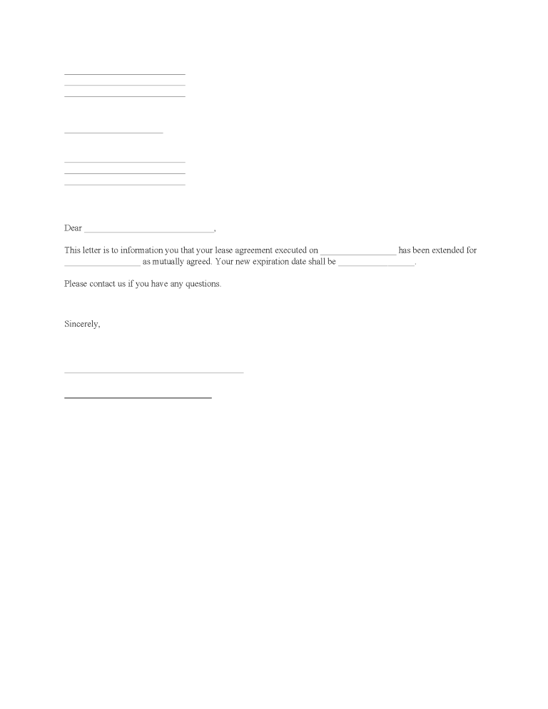 Lease Extension Agreement Form