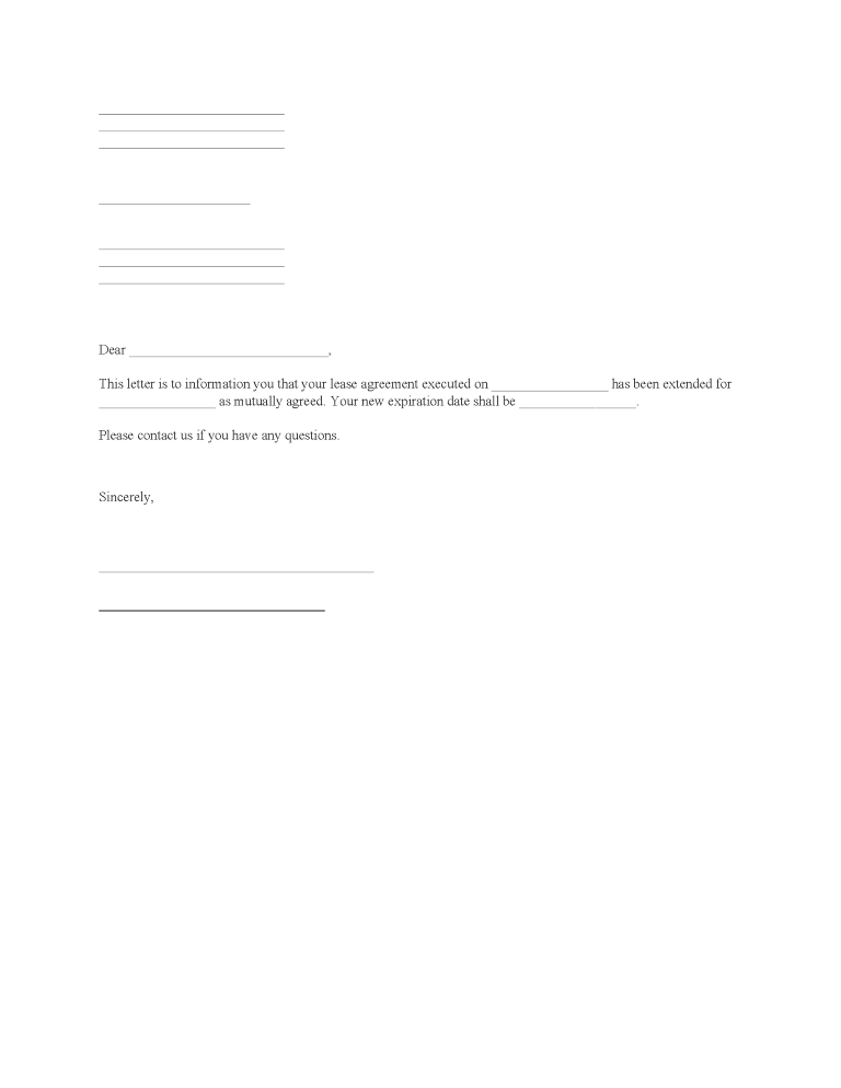 Lease Extension Agreement Lease Extension Agreement Form