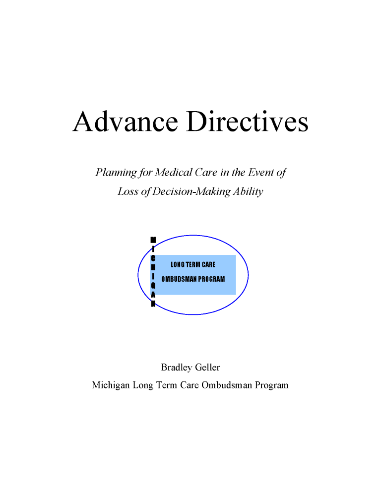 Michigan Advance Directive For Health Care Michigan Advance Directive For Health Care Form
