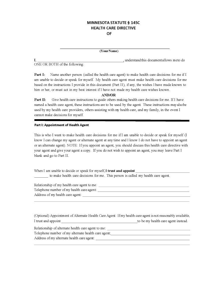 Minnesota Health Care Power of Attorney Form Minnesota Health Care Power of Attorney Form