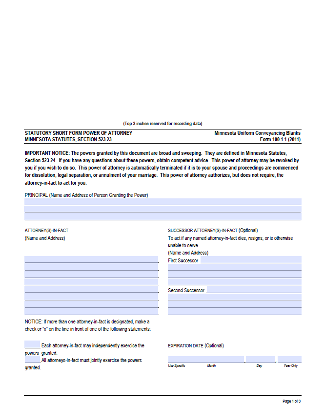 Minnesota Power of Attorney Forms Minnesota Power of Attorney Forms