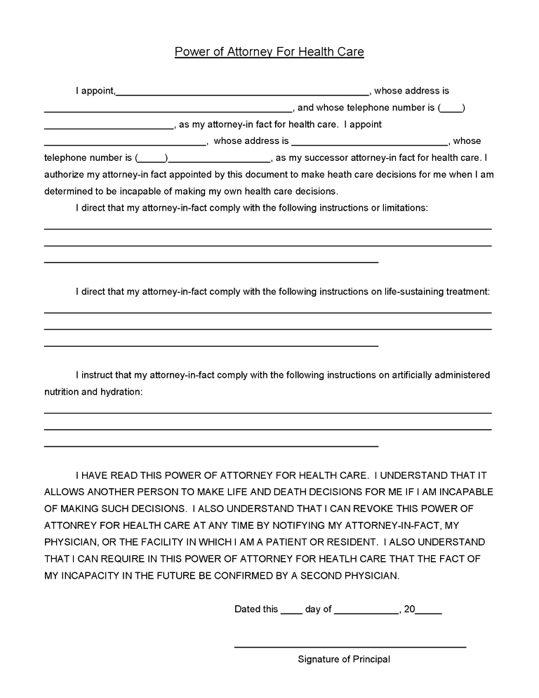 Nebraska Health Care Power of Attorney Form Nebraska Health Care Power of Attorney Form