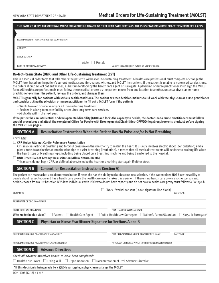 New York Advance Directive For Health Care New York Advance Directive For Health Care Form