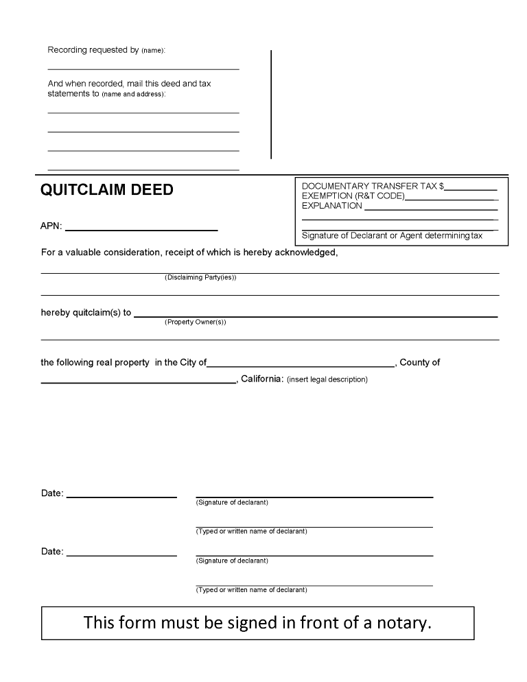 free quit claim deeds for all 50 states free printable legal forms