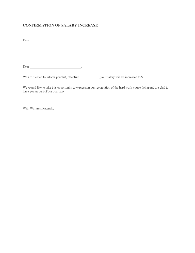 Raise Confirmation Letter Raise Confirmation Letter