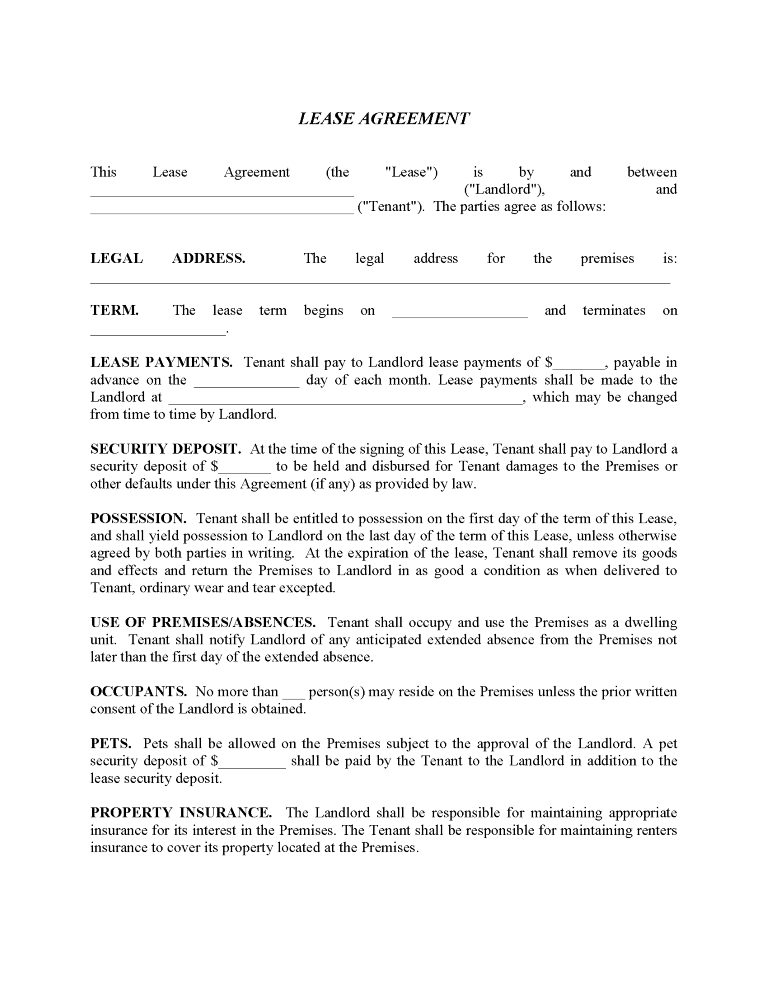 Rental and Lease Agreements