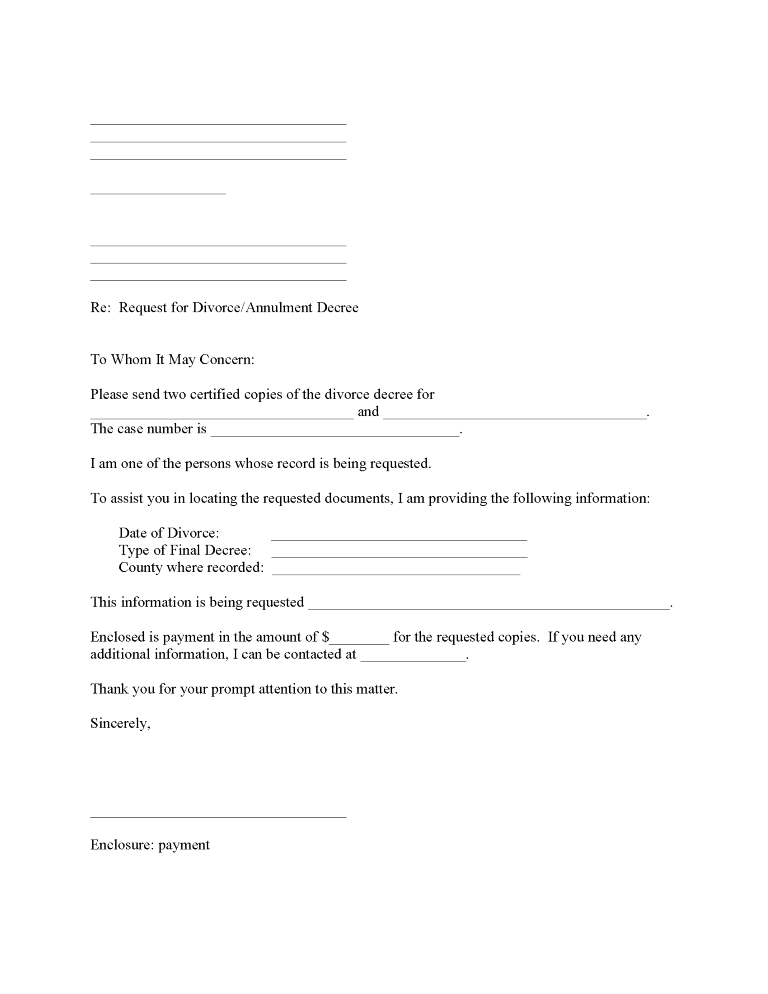 Request Copy of Divorce Request Copy Of Divorce Decree