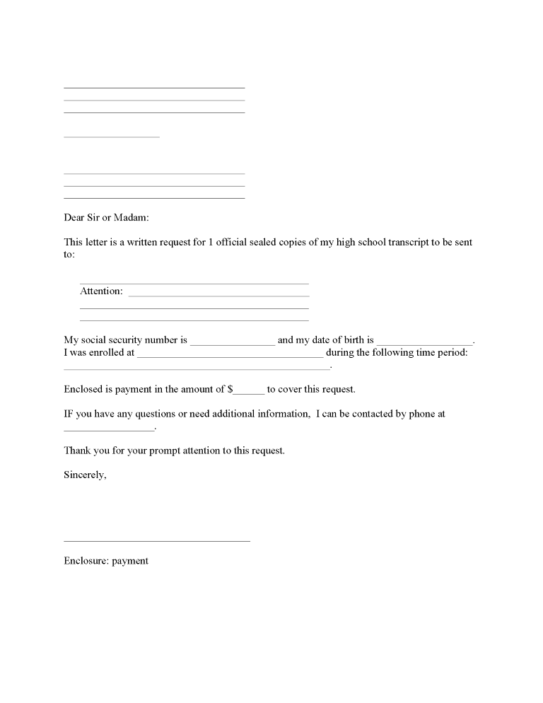 Request Copy of High School Transcripts
