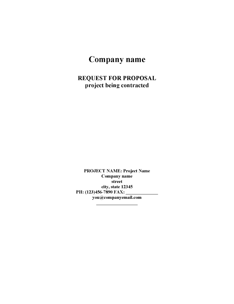 Request For Proposal Form Request For Proposal Form