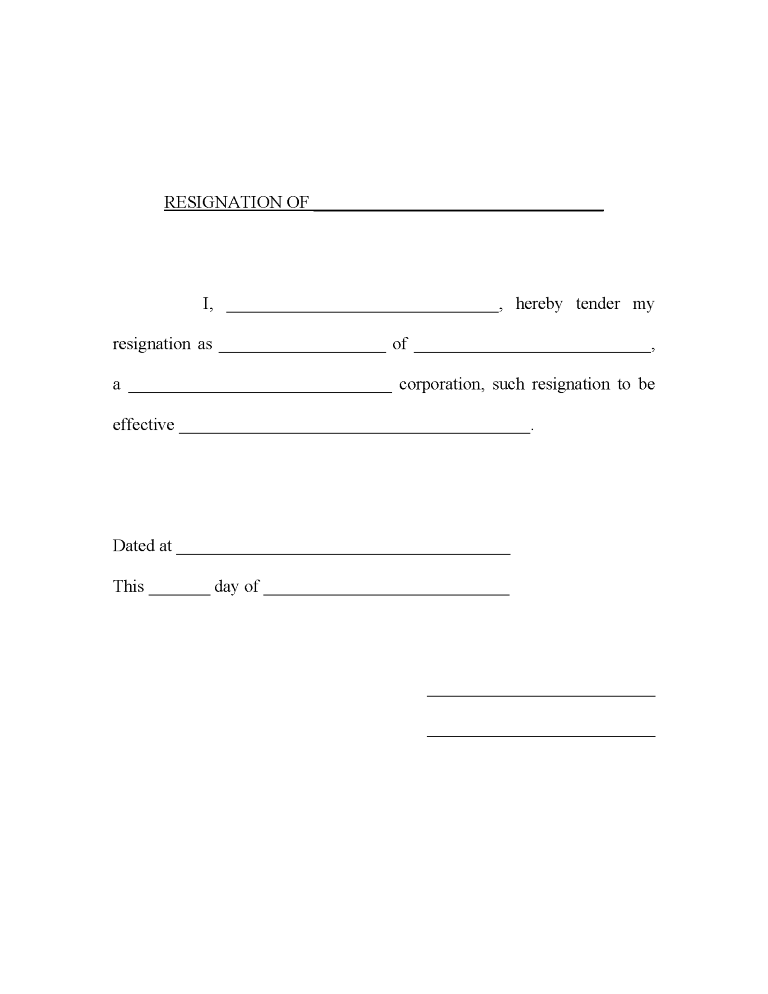Resignation of Corporate Officer Resignation of Corporate Officer