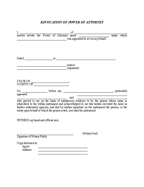 Revocation of Mental Health Power of Attorney Revocation of Mental Health Power of Attorney