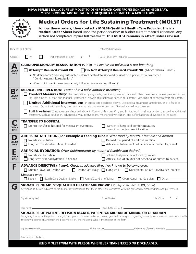 Rhode Island Advance Directive For Health Care Rhode Island Advance Directive For Health Care Form