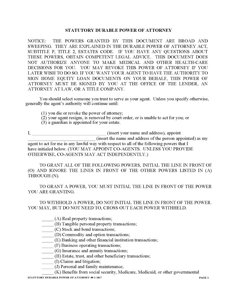 Texas Power of Attorney Forms Texas Power of Attorney Forms