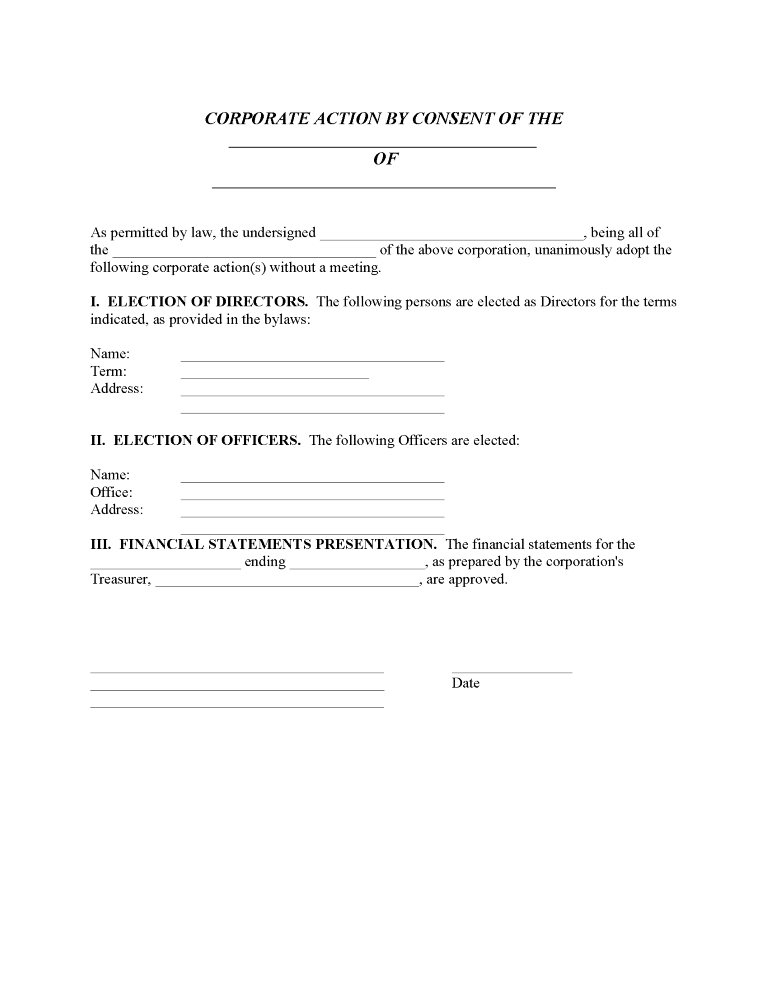 Unanimous Consent Form Unanimous Consent Form