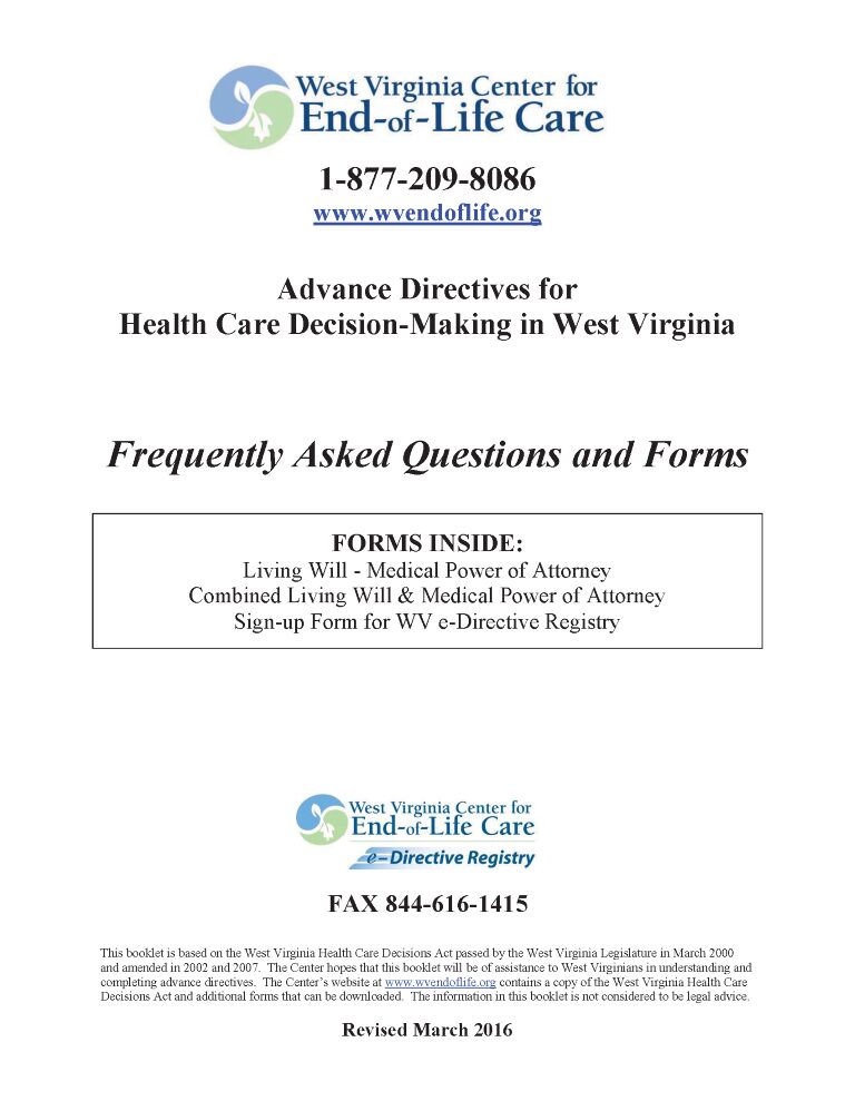 West Virginia Advance Directive For Health Care West Virginia Advance Directive For Health Care Form