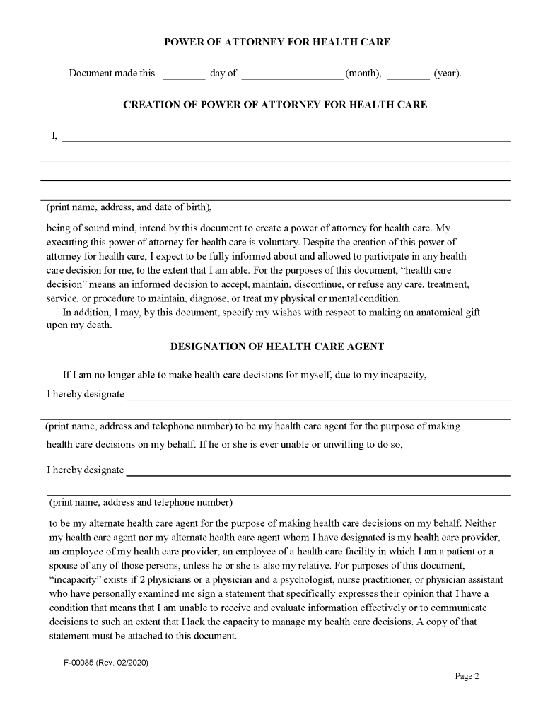 Wisconsin Health Care Power of Attorney Form Wisconsin Health Care Power of Attorney Form