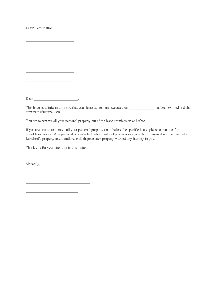 Minimum Notice Form.pdf Lease Termination Notice Form PDF - Free Printable Legal Forms