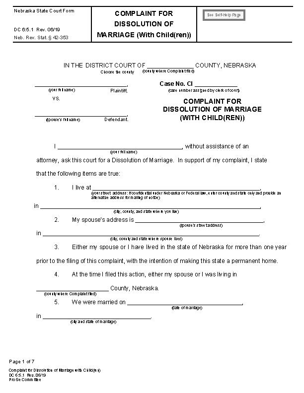 nebraska divorce forms free printable legal forms