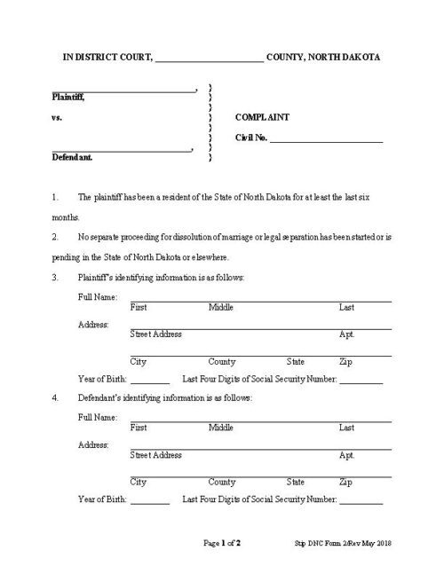 north dakota divorce forms free printable legal forms