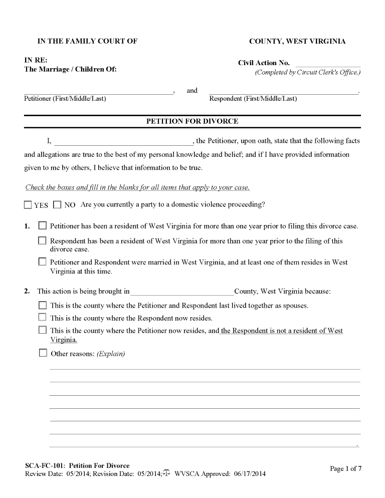 free west virginia divorce forms pdf word free printable legal forms