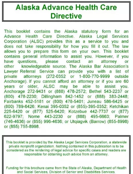 Alaska Advance Healthcare Directive PDF