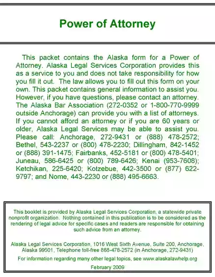 Alaska Durable Power of Attorney Form PDF