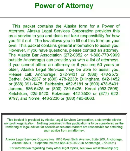 Alaska Power of Attorney Forms